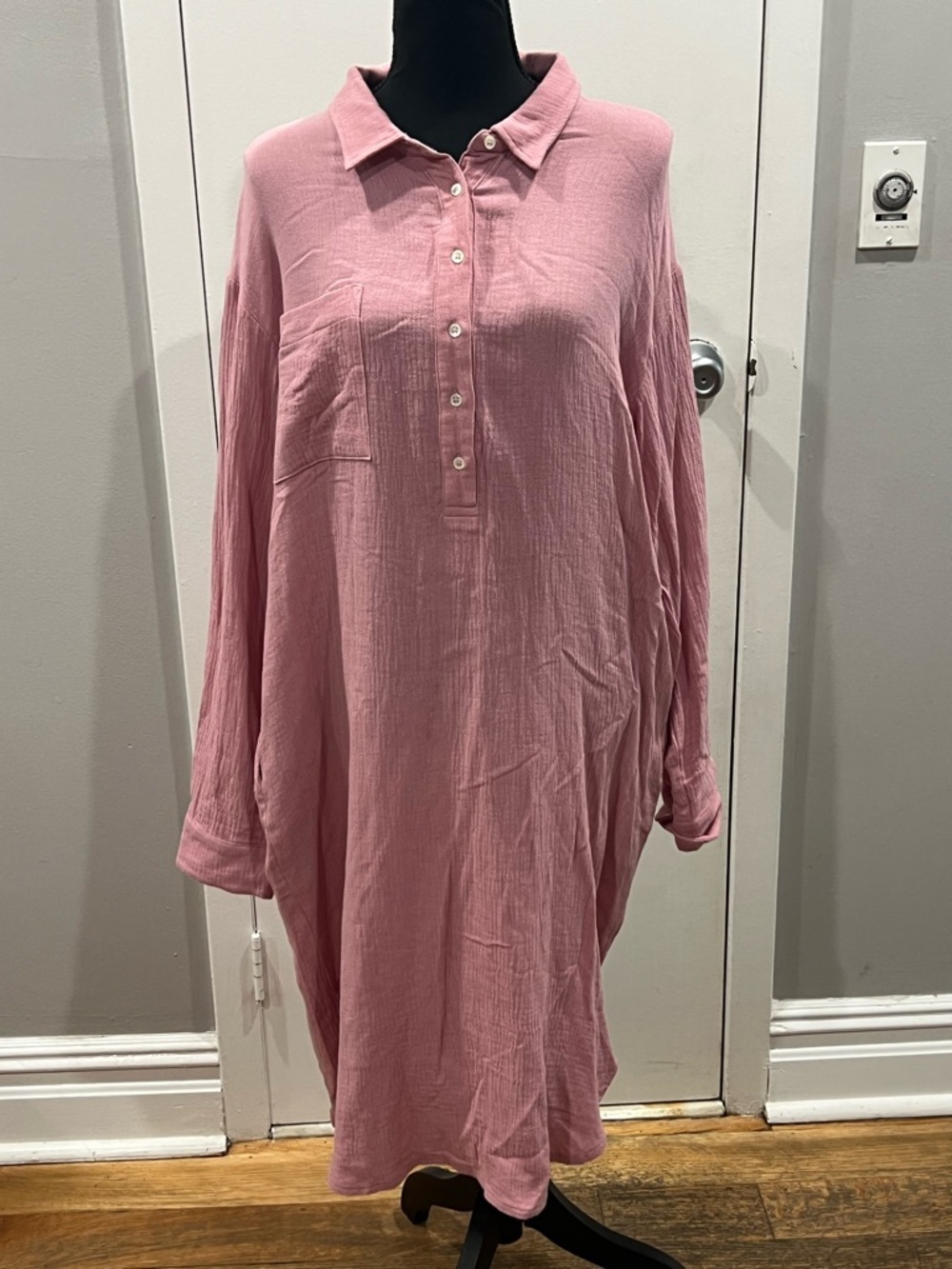 Pink shirt dress